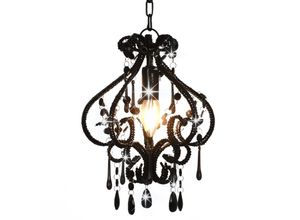 9351729930491 - Minkurow - Deckenlampe mit Perlen schwarz rund E14