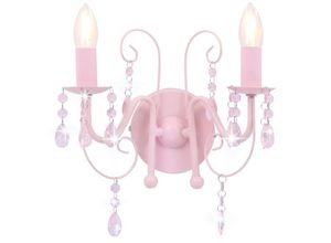 9351729930552 - Minkurow - Wandlampe mit Perlen rosa 2 x E14-Glühbirnen