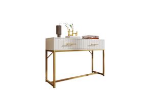 9351729931191 - Minkurow - Schminktisch mit 2 Schubladen 75cm Höhe Kommode Schlafzimmer Highboard Weiss Sideboard Schubladenkommode Kommode für Schlafzimmer Weiß