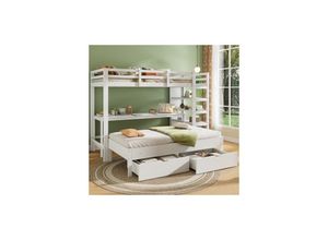 9351729933898 - Kinder-Etagenbett Doppelbett multifunktionales Kinderbett mit Leiter mit Tisch mit Aufbewahrungsschubladen unter dem Bett mit