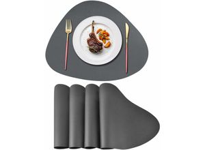 9351729946201 - Platzdeckchen aus PU-Leder doppelt 41 x 34 cm wasserdicht abwischbar rutschfest Dreiecks-Tischset Wärmeisolierung für den Innenbereich Küche