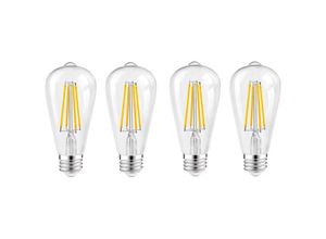 9351729948366 - 4W Edison led Filament Glühbirne E27 Warmweiß 2700K Vintage Lampe Retro Glühbirne Nicht dimmbar64145mm 4er Pack - Rhafayre