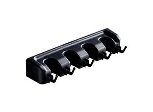 9351729949011 - Minkurow - Multifunktionaler Besenhalter zur Wandmontage Kleiderbügelhalter für Ihre Küche Garage Waschküche (4 Slots and 5 Hooks Black)