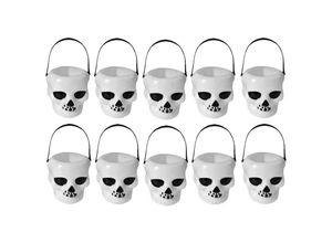 9351729955388 - 10 Stück Weißes Skelett Serie Halloween Candy Kettle Candy Bucket Skull Head Bucket Halloween Party Dekoration - Minkurow