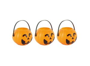 9351729955463 - 3 Stück 11 x 85 cm Kessel Halloween Kunststoff Süßigkeitentopf Halloween Süßigkeiten Eimer Mini Wasserkocher für Halloween Geburtstag Weihnachten