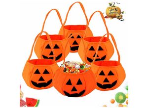 9351729955494 - Halloween-Süßigkeitstüten 6 Stück Halloween-Kürbistüten Vlies-Süßigkeitstüten Süßes oder Saures Geschenktüten für Halloween-Partyzubehör