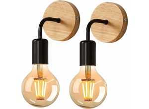 9351729962959 - Rhafayre - stücke Innenwandleuchte Industrielle Holzwandlampe E27-Wandleuchten Retro-Wanddekoration für Wohnzimmer Schlafzimmer (Glühbirnen nicht