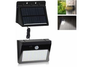 9351729968494 - Solar 6W 30 led trennbare Wandleuchte wasserdichtes geteiltes drahtloses Außenpanel mit Sicherheits-PIR-Bewegungssensor 500lm + 3 Beleuchtungsmodi