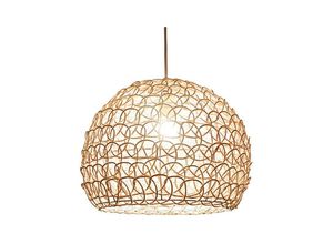 9351729979506 - Minkurow - Kronleuchter-Pendelleuchte 25 cm Landhausstil Retro-Pendelleuchte handgewebter Rattan-Bambus-Lampenschirm Wohnzimmer Schlafzimmer