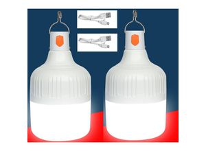 9351729986856 - 2 Stück Campinglaterne tragbare Lampe mit wiederaufladbaren USB-Batterien 500 mA Superheller Außenbereich für Campingzeltdeck Terrasse Garten bbq 10