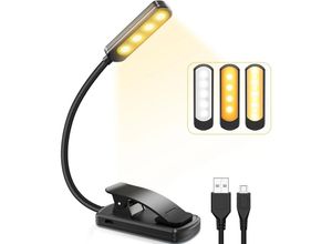 9351729996022 - Leselicht teampd 9 led Leselicht usb wiederaufladbare Cliplampe 360° flexibler Hals 3 Farbtemperaturen (Weiß Warm Warmweiß) Mini-Nachtlicht zum