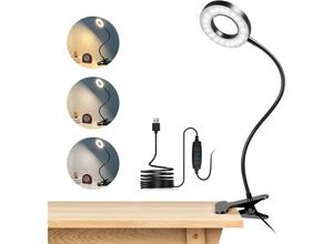 9351729996084 - Rhafayre - 48 LED-Klemm-Schreibtischlampe 360° Flexible Ansteck-Leselampe 3 Lichtmodi & 10 Helligkeitsstufen USB-LED-Schreibtischlampe für Studium