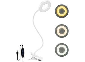 9351729996107 - Rhafayre - 48 LED-Klemm-Schreibtischlampe 360° Flexible Ansteck-Leselampe 3 Lichtmodi & 10 Helligkeitsstufen USB-LED-Schreibtischlampe für Studium