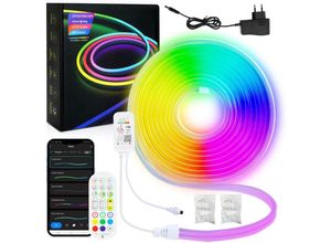 9360172083357 - NEON LED Streifen Dimmbar 2M RGBIC Neon LED Strip App Steuerung und Fernbedienung Timer Musik Sync mit Alexa und Google Assistant Innen