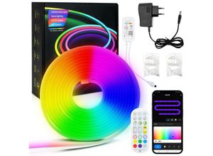 9360172083364 - Neon led Streifen Dimmbar 3M rgbic Neon led Strip App Steuerung und Fernbedienung Timer Musik Sync mit Alexa und Google Assistant Innen Außen Deko