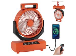 9360172084729 - Tragbarer wiederaufladbarer Ventilator - 20000mAh Camping-Ventilator mit Licht und Haken geeignet für Zelte im Freien - USB-batteriebetriebener