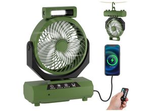 9360172084736 - Tragbarer wiederaufladbarer Ventilator - 20000mAh Camping-Ventilator mit Licht und Haken geeignet für Zelte im Freien - USB-batteriebetriebener