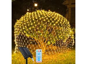 9360172281975 - Swanew - led Solar Lichternetz Lichterkette Weihnachtsbeleuchtung Lichtervorhang Innen Außen Deko 8 Modi IP44 15x15M Warmweiß