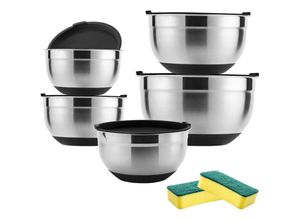 9363092280035 - Hengda Edelstahl 5-tlg Rührschüssel mit Deckel Set Rührschüsseln Salatschüssel Set Servierschüssel 16-24cm 15-5L
