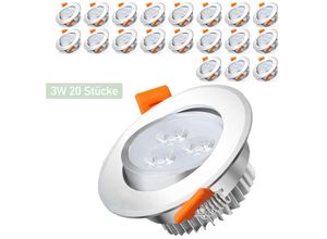 9363092280899 - Hengda 20X 3W Warmweiß LED Einbaustrahler Deckenstrahler Einbauleuchten Decke LED Deckenspots Spots Deckenleuchte Einbauspots Einbauleuchten für das