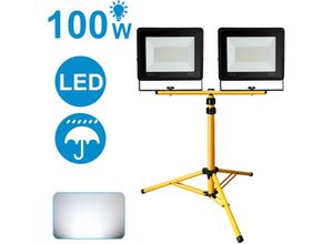 9363092281797 - Led Fluter mit Stativ Strahler Außen Baustrahler IP66 Flutlicht für Garten Hinterhof Hof 2X100W Kaltweiß - Hengda