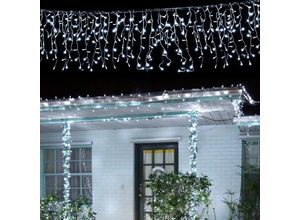9363092285054 - 10m led Eisregen Lichterkette Außen Innen 200 LEDs Deko led Eiszapfen 8 Modi mit Stecker Weihnachten Party Garten IP44 Kaltweiß - Hengda