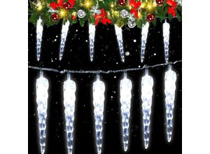 9363092285115 - Led Eiszapfen Lichterkette Außen Innen Weihnachten Deko Garten Party Weihnachtsdeko IP44 8 Modi 10m 40LEDs kaltweiß - Hengda