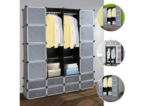 9363092332444 - TolleTour Kleiderschrank Kleiderschränke Regal Kunststoff DIY Aktenregal Kinderregal Badregal Bücherregal 16 Würfel Schwarz