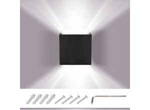 9363092334677 - Led Wandlampe Außen Wandleuchte Modern Wandleuchten Wasserdicht Treppen Eingangsflur Lampe Square Up down Light Deko 7W Schwarz Kaltweiß - Tolletour