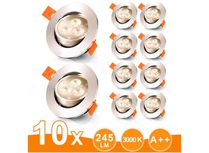 9363092344201 - 10er led Einbaustrahler Deckeneinbauleuchte Set Einbauleuchte Deckenleuchte Einbauspot Deckenspot IP20 245LM Strahler Warmweiß 3W - Tolletour