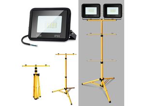 9363092348513 - TolleTour LED Fluter mit Stativ Strahler Außen Baustrahler IP66 Flutlicht für Garten Hinterhof Hof 2X10W Warmweiß