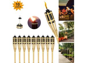 9363092349602 - Gartenfackeln Set 10x Lampen Fackeloel Docht 90cm Bambus Ölfackeln für draußen Lampenöl für fackeln Flammen Feuer Party Deko - Tolletour