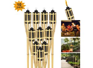 9363092349626 - Gartenfackeln Set 50x Lampen Fackeloel Docht 90cm Bambus Ölfackeln für draußen Lampenöl für fackeln Flammen Feuer Party Deko - Tolletour