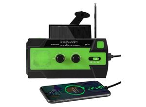 9363092355429 - Kurbelradio Solarradio Tragbares 4000mAh HandkurbelSelbstbetriebenes AM FM NOAA-Radio Wetterfunk-Notfallgerät Telefonladegerät für Wandercamping