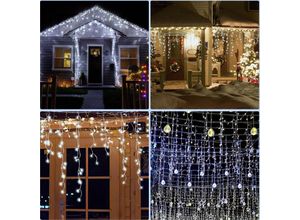 9363092358581 - TolleTour 20m LED Eisregen Lichterkette Außen Innen 600 LEDs Deko LED Eiszapfen 8 Modi mit Stecker Weihnachten Party Garten IP44 Kaltweiß