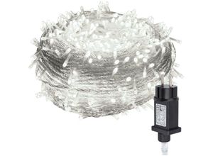 9363092358703 - 10M 100 led Lichterkette Beleuchtung Außen Innen Party Weihnachten Garten Deko IP44 8 Modi Kaltweiß - Tolletour