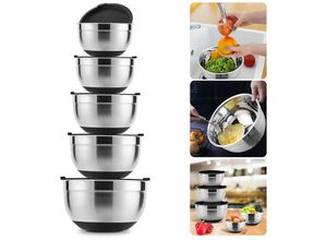 9363092359038 - TolleTour Edelstahl 5-teilig Rührschüssel Set Salatschüssel Set Servierschüssel mit Deckel 16-24cm 15-5L