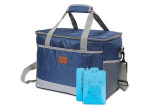 9363092448855 - 25L Kühltasche Picknicktasche Thermotasche Lunchtasche Kühlbox Groß Isoliert Faltbar Tasche Isoliertasche mit 2er Kühlakkus Blau - Hengda