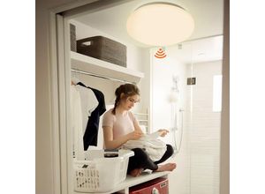 9363092472485 - 12W led Deckenleuchte mit Bewegungsmelder Warmweiß Badlampe Energiespar Sensor - Weiß - Tolletour