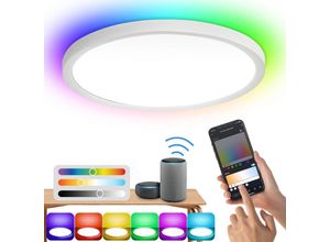 9364303885971 - 24W Smart led Deckenleuchte Superslim für Badezimmer - 2040LM dimmbar RGB-Büroleuchte - Swanew