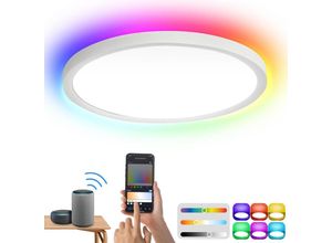 9364303886138 - SWANEW 24W Smart LED Deckenleuchte für Wohnzimmer flach Superslim dimmbar 2700K-6500K RGB