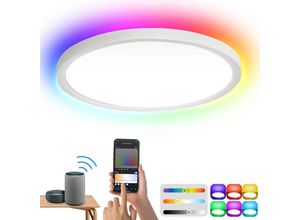 9364303886237 - SWANEW Smart LED Deckenleuchte 24W mit RGB-dimmbar - Flach Wohnzimmer Lampen Modern - 2040LM