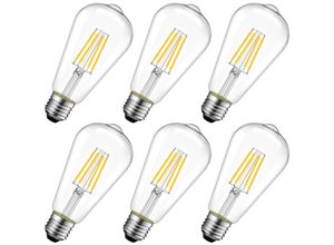 9377049986635 - LED-Filamentlampe E27 ST64 4W Warmweiß 3000K Retro-Glühbirne nicht dimmbar 6er-Pack