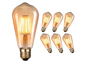 9377049986659 - Beijiyi - Retro-LED-Edison-Glühbirne ST64 Bernstein-Glühbirne E27 4 w Retro-Glühbirne warme Farbe – 2200 k Retro-Edison-Leuchten 6 Stück