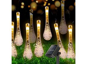 9377049988738 - Beijiyi - Solar-Außenlichterkette 50 LEDs 7 m Solar-Wassertropfenlicht für draußen und drinnen wasserdichte Dekorationslampe für Garten Bäume