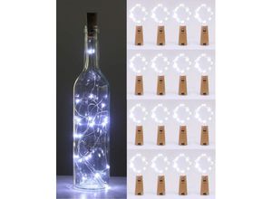 9377049988905 - Beijiyi - LED-Flaschen-Lichterkette 2 m 20 LEDs wasserdicht geeignet für Weihnachten Party Hochzeit Garten [16 Stück weiße Lichter]