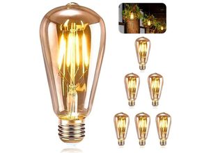 9377049990243 - Beijiyi - E27 Vintage Glühbirne 6 Stück led E27 ST64 Dekolampe Retro Edison Vintage Antik 4W Warmweiß Filament für Restaurant Café Bar Glühlampen