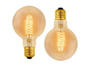 9377049990281 - Beijiyi - Vintage-Kugelbirne G80 E27 dimmbar 60 w Warmweiß 2700 k 600 lm Retro-Glühbirnen Dekoration E27 Spiral-Wolfram-Glühlampe 2 Stück