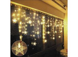 9377049999185 - Lichtervorhang Lichtergirlande 4M led Weihnachtsbeleuchtung IP44 Außen Innen 8 Beleuchtungsmodi Licht für Weihnachten Hochzeit Fensterdekoration