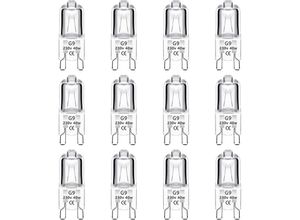 9381014535933 - 12er-Pack G9-Halogenlampe 40 w 230 v dimmbar 0–100 % 480 lm Warmweiß 2700 k G9-Halogenlampe mit Doppelstiftsockel flimmerfrei für Backofen